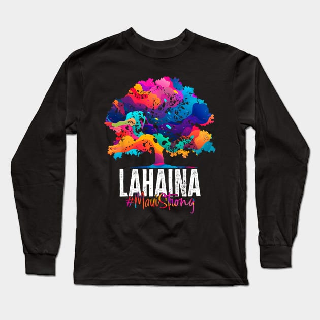 Pray For Lahaina Maui Hawaii Old Banyan Tree Long Sleeve T-Shirt by everetto